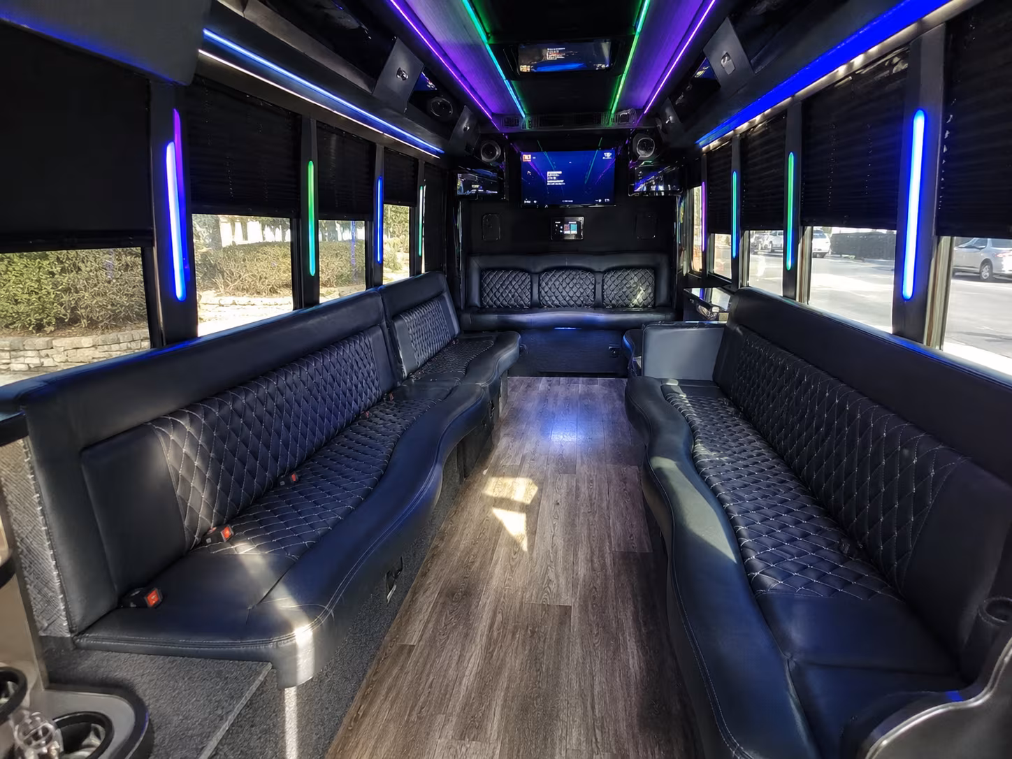 rialto 15 passenger party bus interior