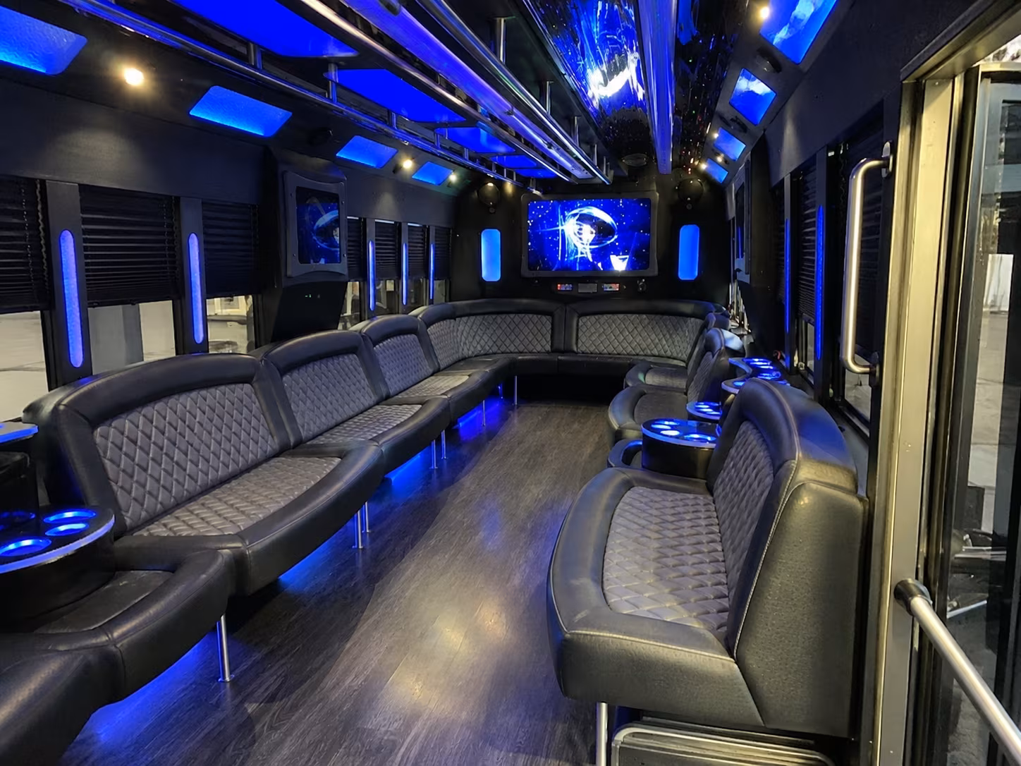 rialto 28 passenger party bus interior