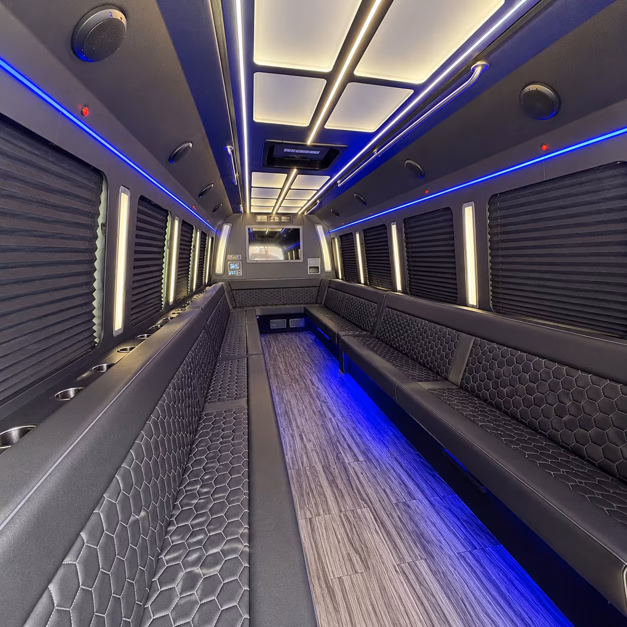rialto 30 passenger party bus interior