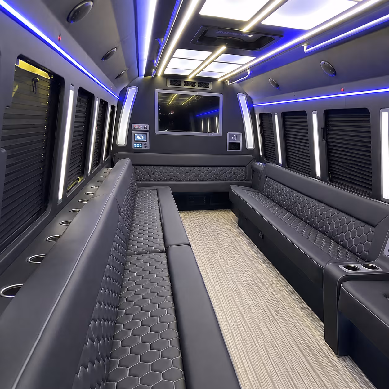 rialto 40 passenger party bus inside
