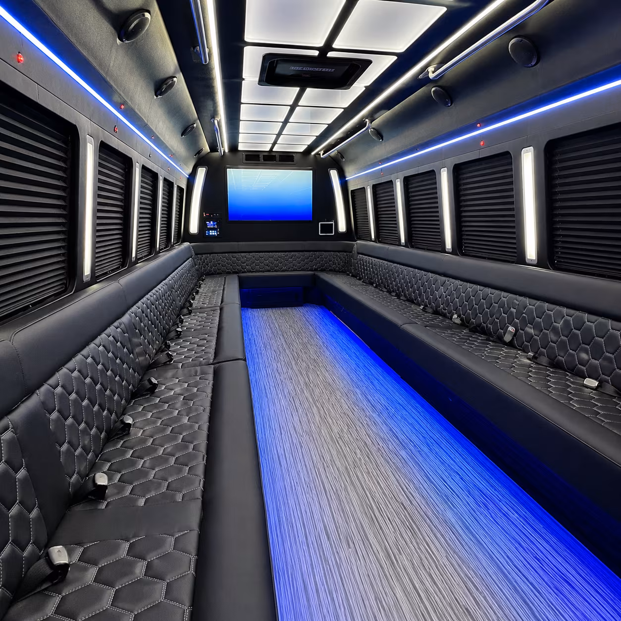 rialto 50 passenger party bus inside